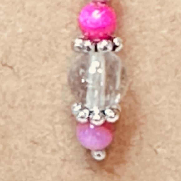 Stainless Steel Dangle Earrings w/Rutilated Quartz & Crackle Quartz - Picture 5 of 10